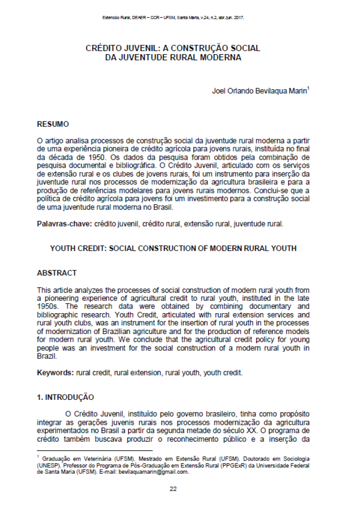 Youth Credit: The Social Construction of Modern Rural Youth