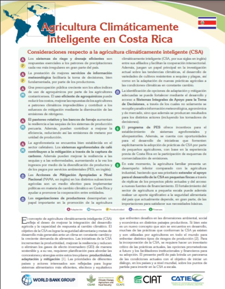 Country profile of Climate-Smart Agriculture in Costa Rica