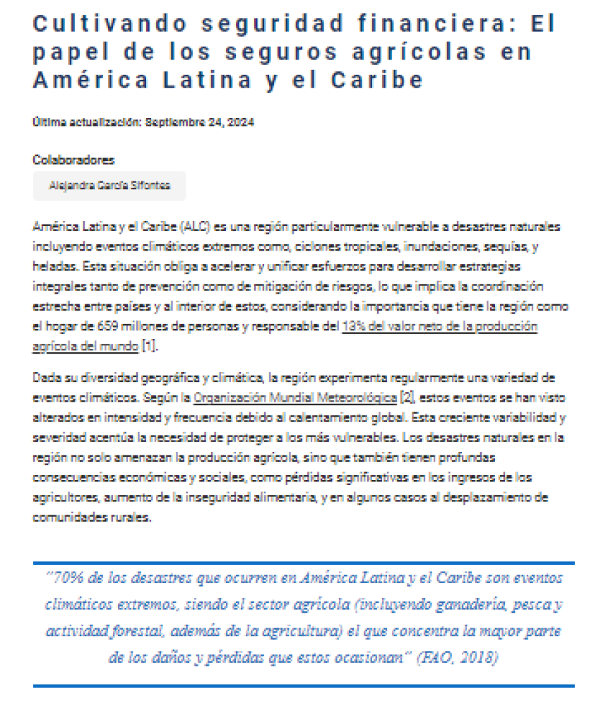 Cultivating financial security: The role of agricultural insurance in Latin America and the Caribbean