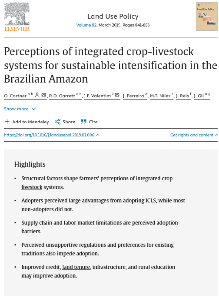 Perceptions of integrated crop-livestock systems for sustainable intensification in the Brazilian Amazon