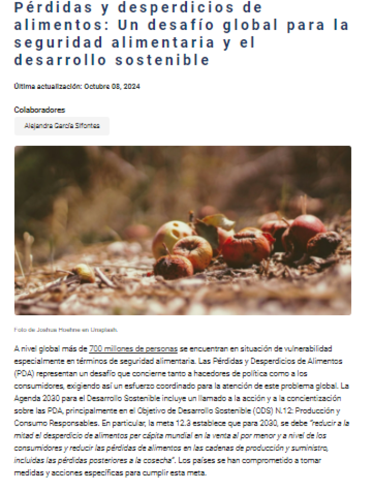 Food losses and waste: A global challenge for food security and sustainable development