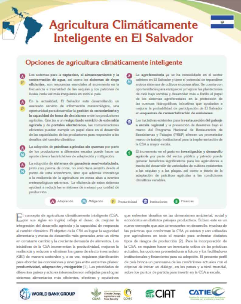 Perfil Agricultura Climáticamente Inteligente en El Salvador