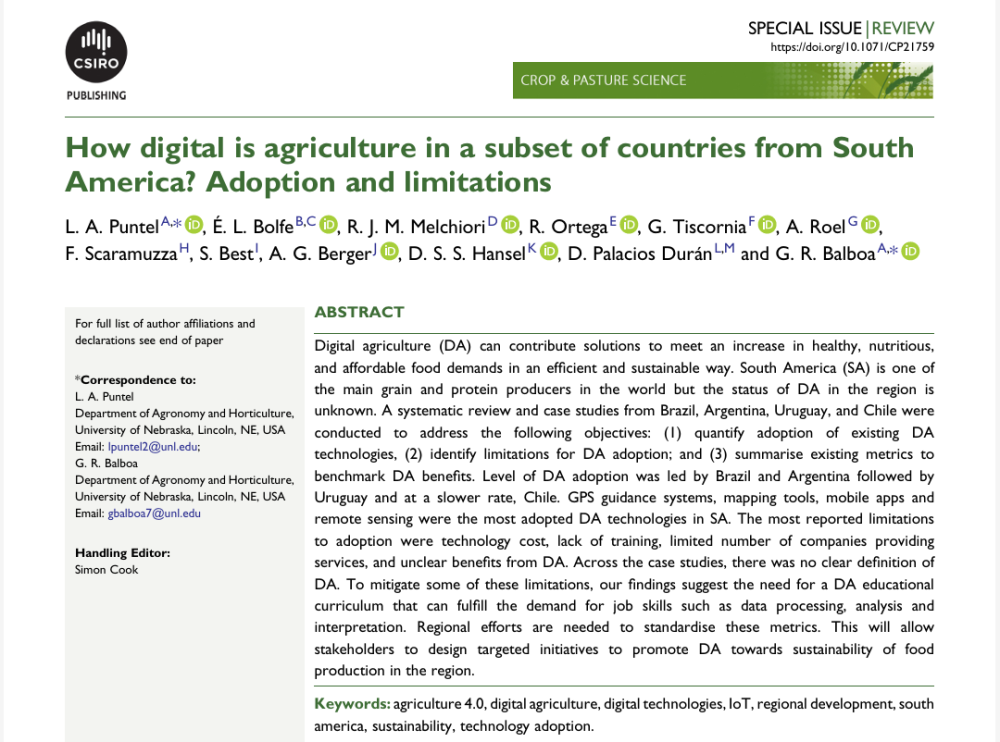 How digital is agriculture in a subset of countries from South America? Adoption and limitations