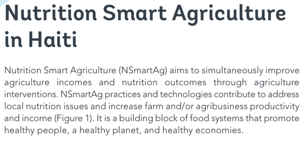 Nutrition Smart Agriculture in Haiti