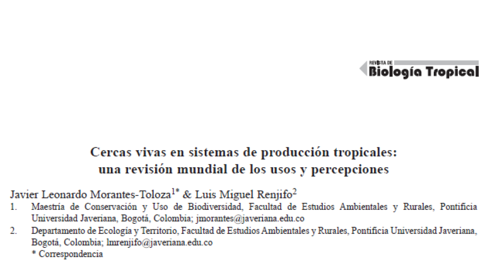 Cercas vivas en sistemas de producción tropicales: una revisión mundial de los usos y percepciones