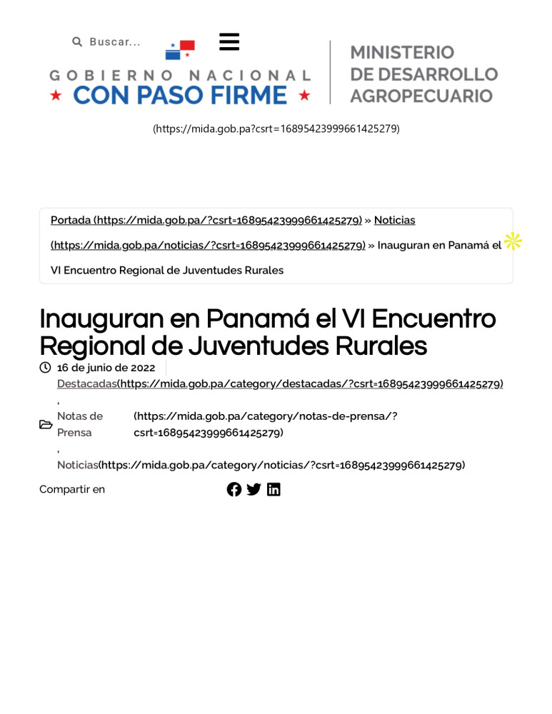 Inauguration in Panama of the VI Regional Meeting of Rural Youth