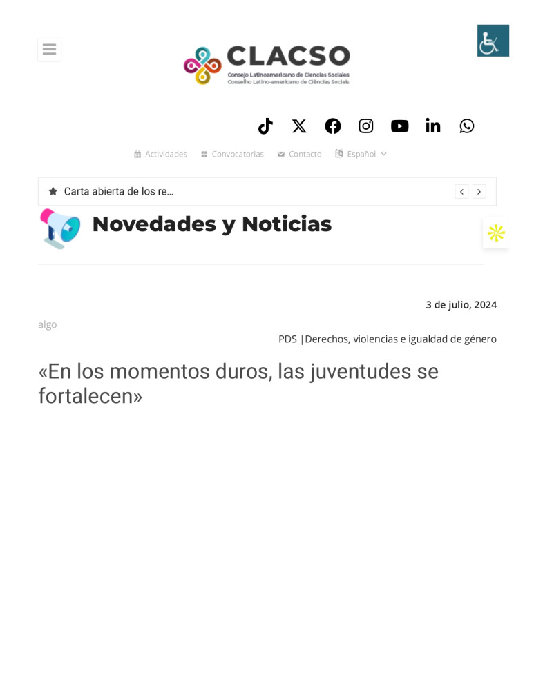 «En los momentos duros, las juventudes se fortalecen»