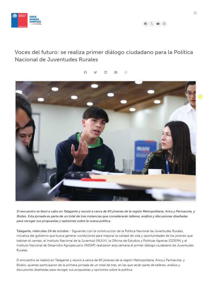Voces del futuro: se realiza primer diálogo ciudadano para la Política Nacional de Juventudes Rurales