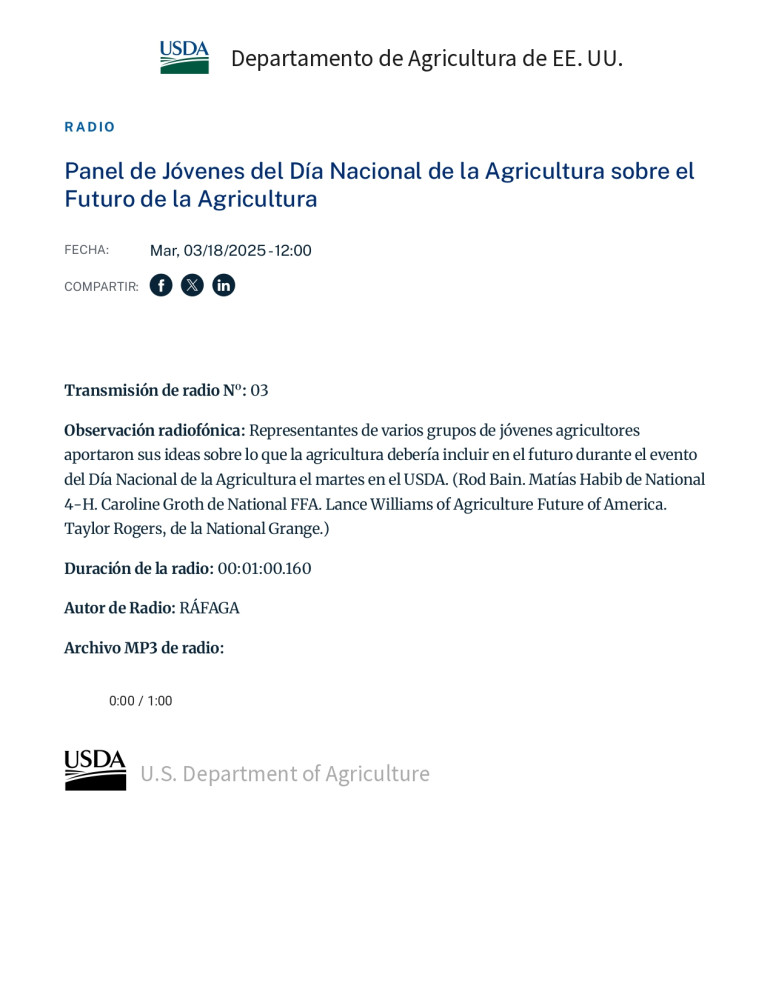 Celebración del Día Nacional de la Agricultura en la sede del USDA: perspectivas de los jóvenes sobre el futuro de la agricultura
