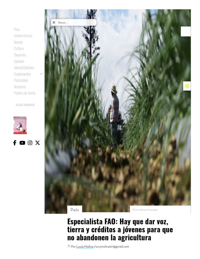 Dar voz, tierra y créditos a los jóvenes para fortalecer la agricultura familiar en Costa Rica