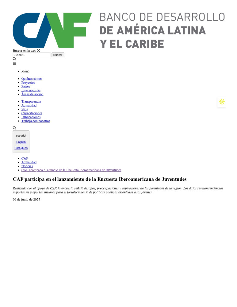 CAF participates in the launch of the Ibero-American Youth Survey