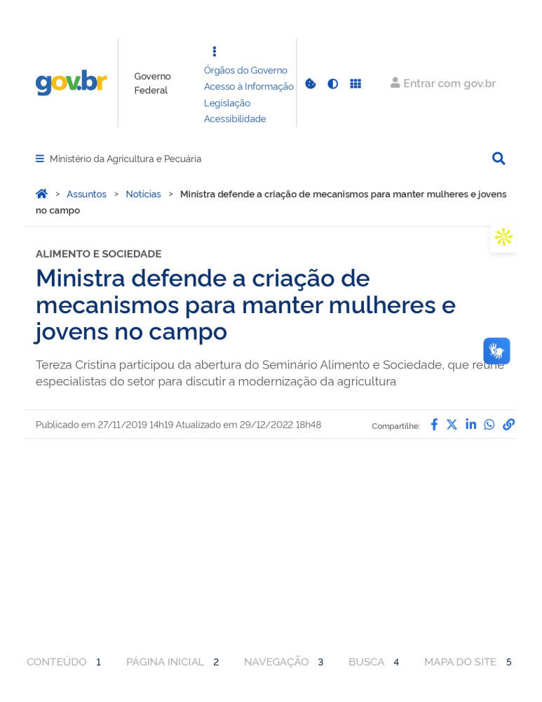 Ministra defiende la creación de mecanismos para mantener a las mujeres y jóvenes en el campo