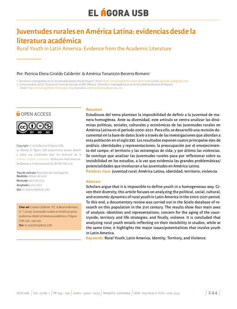 Rural Youth in Latin America: Evidence from the Academic Literature