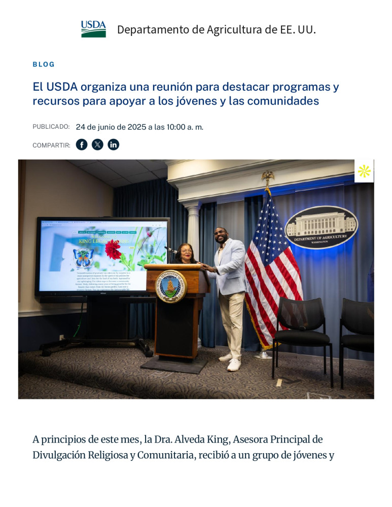 El USDA organiza una reunión para destacar programas y recursos para apoyar a los jóvenes y las comunidades