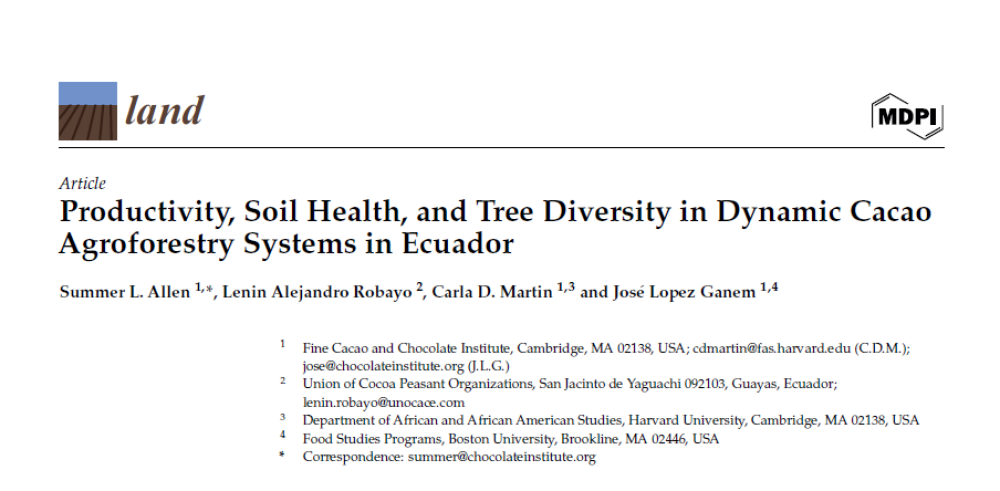 Productividad, salud del suelo y diversidad de árboles en sistemas agroforestales dinámicos de cacao en Ecuador