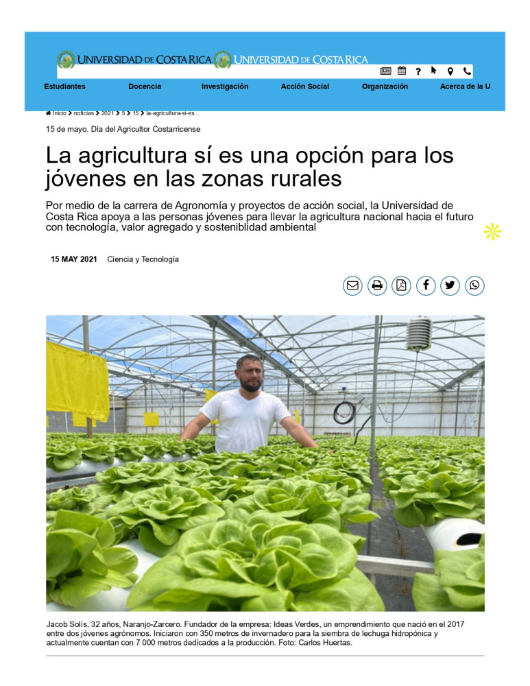 La agricultura sí es una opción para los jóvenes en las zonas rurales