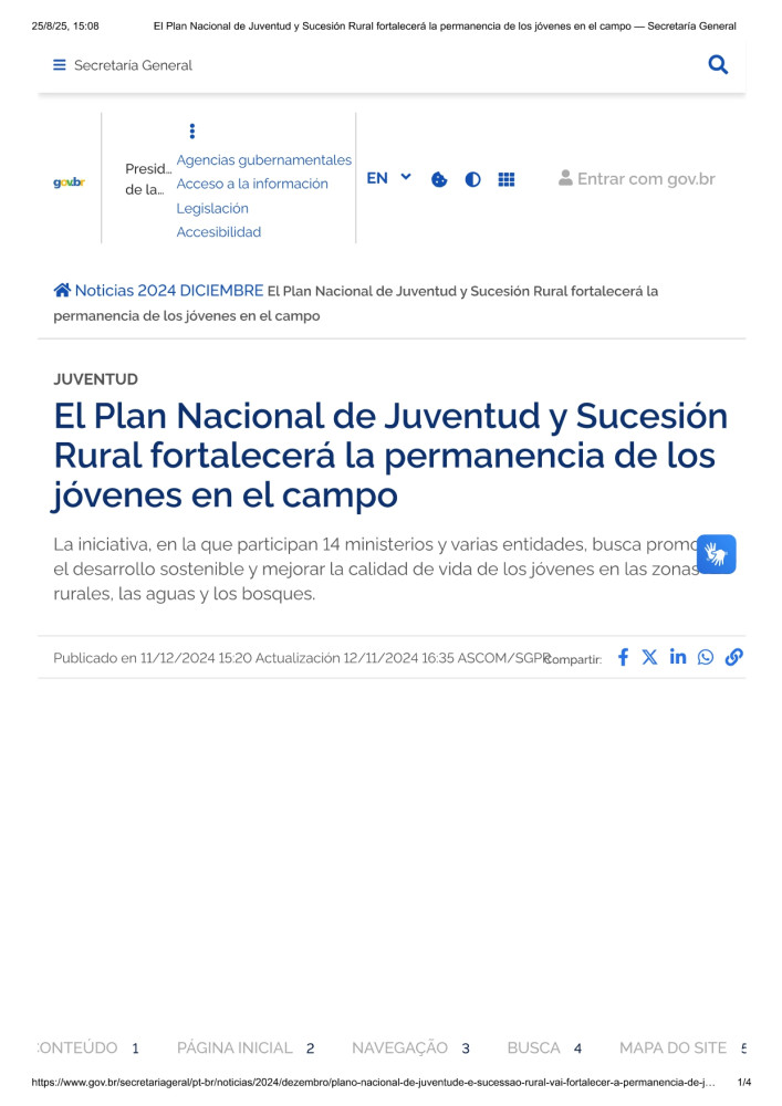 National Plan for Rural Youth and Succession will strengthen youth staying in rural areas