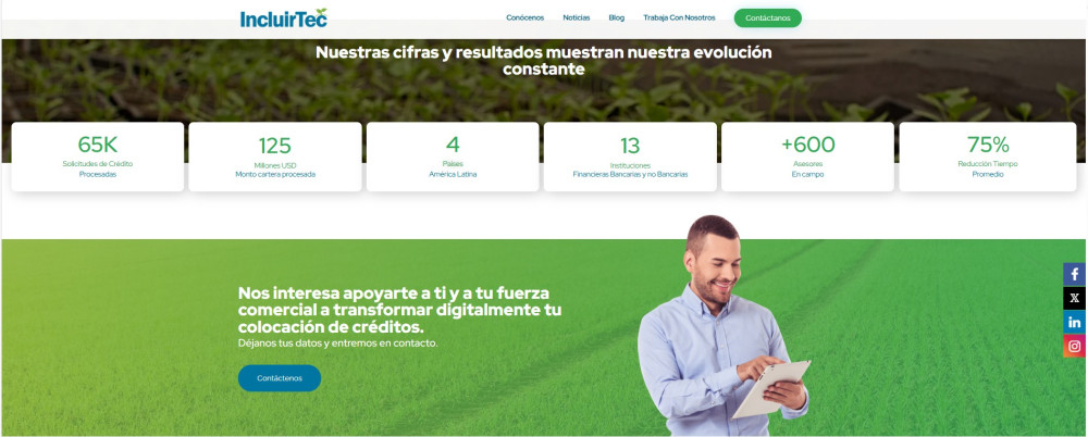 Plataforma digital IncluirTec para inclusión financiera rural en Colombia