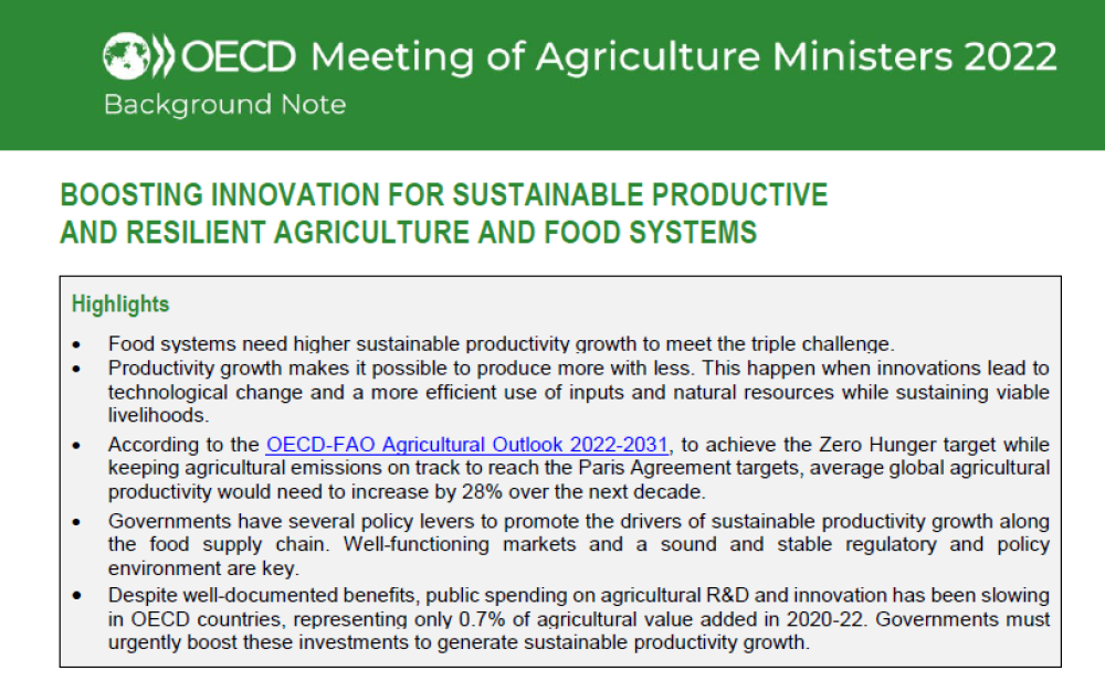 Boosting Innovation for Sustainable Productive and Resilient Agriculture and Food Systems