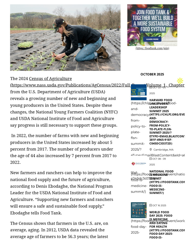 New and Young Farmers Increasing, According to Agriculture Census