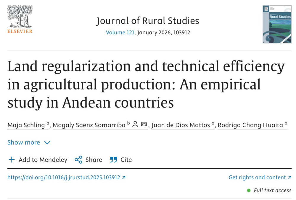 Land regularization and technical efficiency in agricultural production: An empirical study in Andean countries