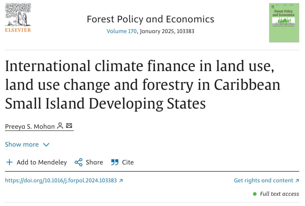 International climate finance in land use, land use change and forestry in Caribbean Small Island Developing States