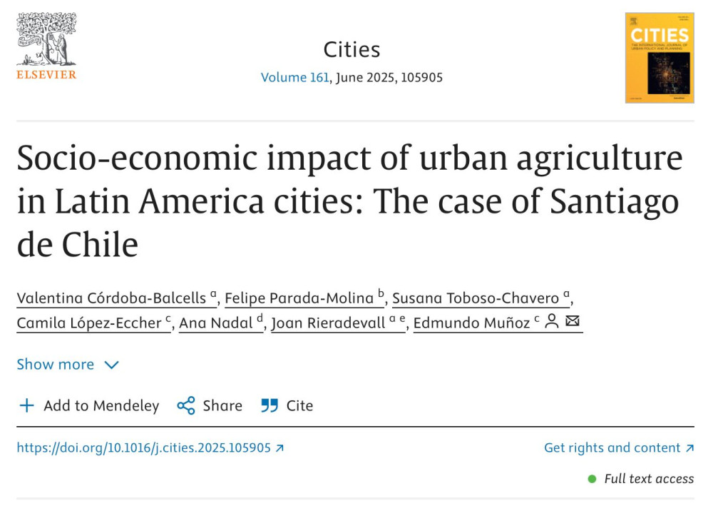 Socio-economic impact of urban agriculture in Latin America cities: The case of Santiago de Chile