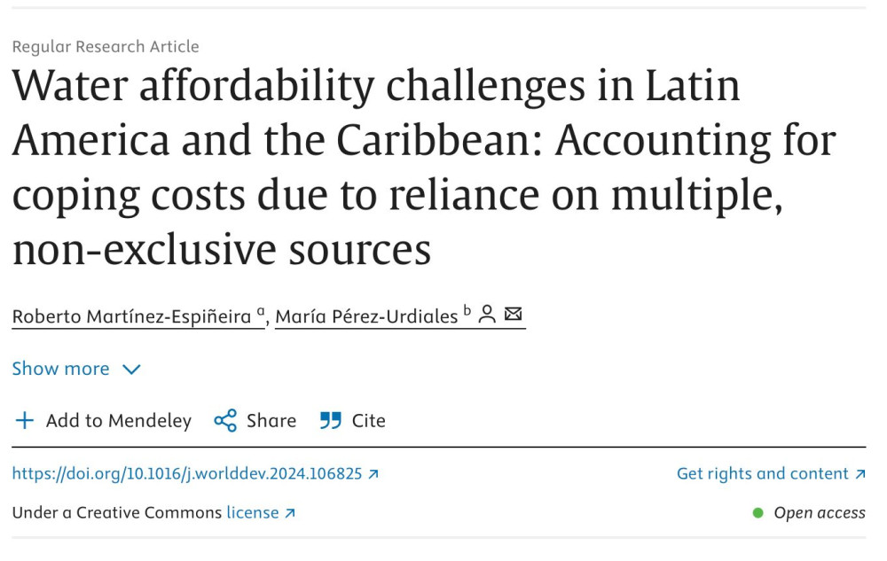 Water affordability challenges in Latin America and the Caribbean: Accounting for coping costs due to reliance on multiple, non-exclusive sources