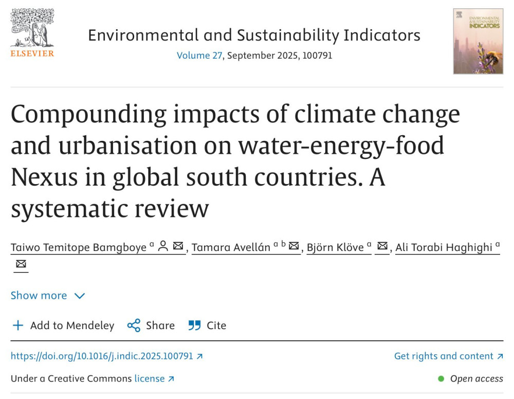Compounding impacts of climate change and urbanisation on water-energy-food Nexus in global south countries. A systematic review