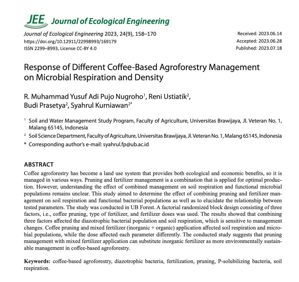 Response of Different Coffee-Based Agroforestry Management on Microbial Respiration and Density.