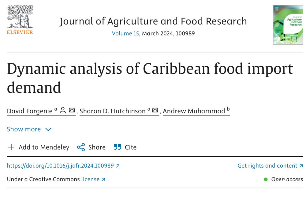 Dynamic analysis of Caribbean food import demand