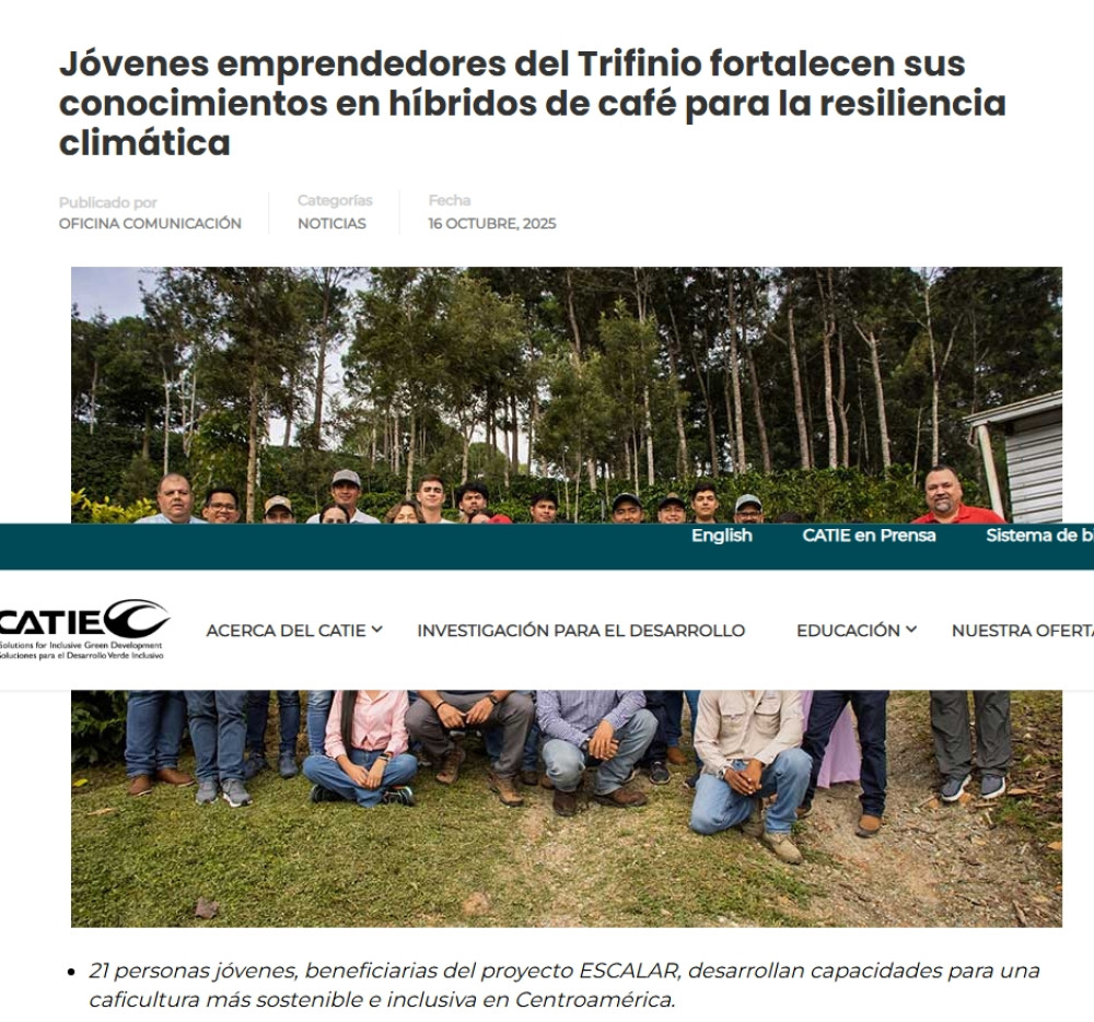 Jóvenes emprendedores del Trifinio fortalecen sus conocimientos en híbridos de café para la resiliencia climática