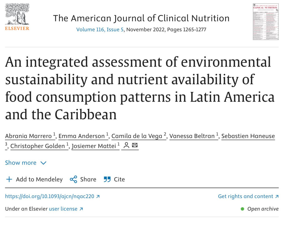 An integrated assessment of environmental sustainability and nutrient availability of food consumption patterns in Latin America and the Caribbean