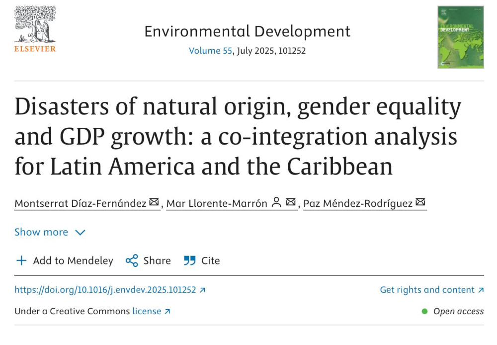 Disasters of natural origin, gender equality and GDP growth: a co-integration analysis for Latin America and the Caribbean