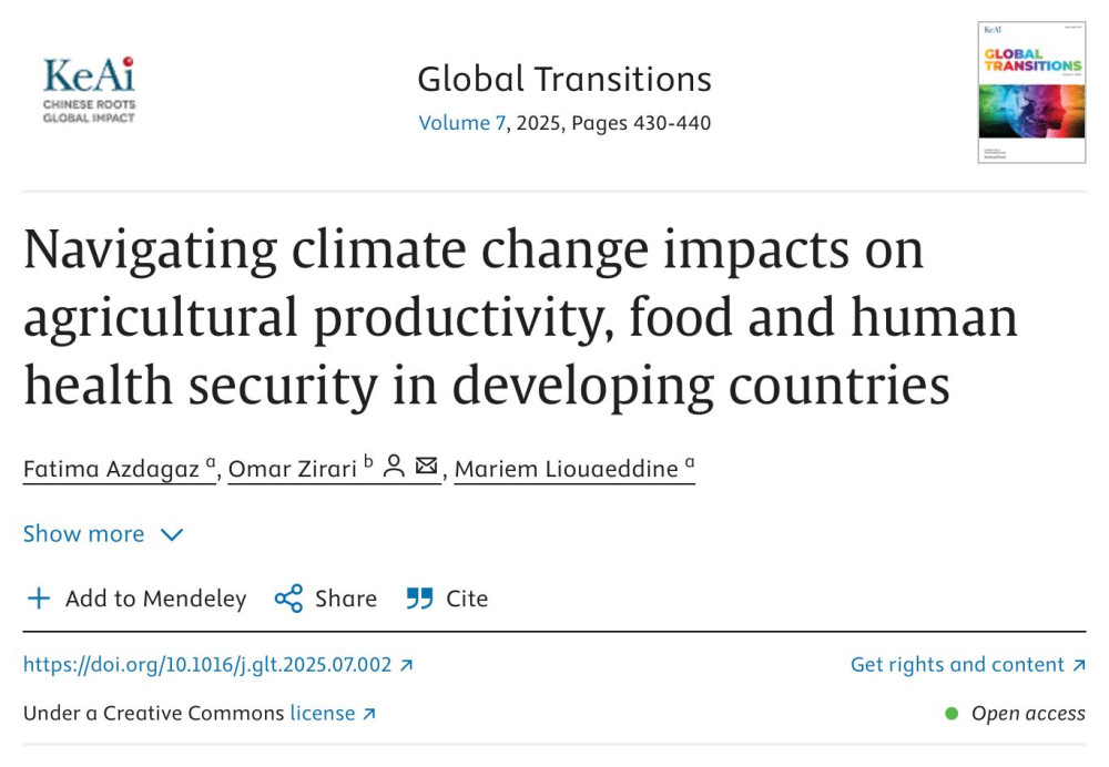 Navigating climate change impacts on agricultural productivity, food and human health security in developing countries