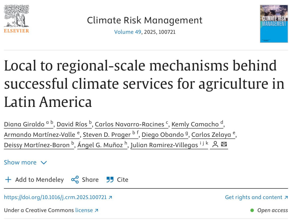 Mecanismos locales y regionales detrás de servicios climáticos exitosos para la agricultura en América Latina