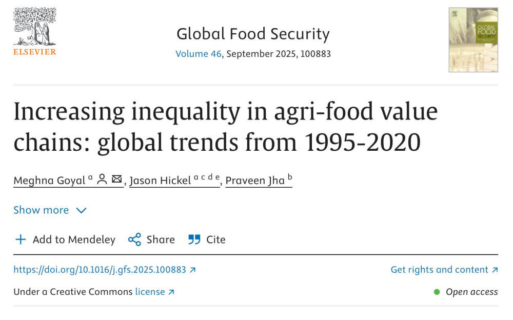 Increasing inequality in agri-food value chains: global trends from 1995-2020
