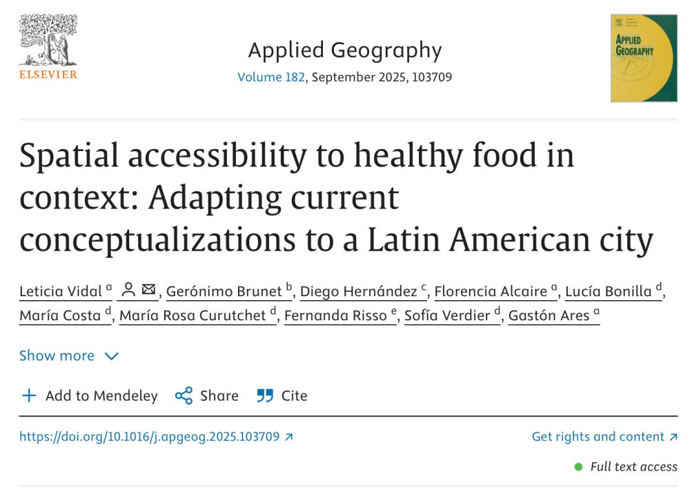 Accesibilidad espacial a alimentos saludables en contexto: Adaptando conceptualizaciones actuales a una ciudad latinoamericana