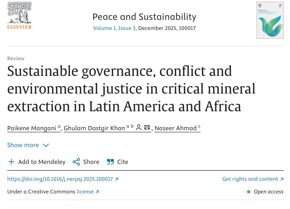 Sustainable governance, conflict and environmental justice in critical mineral extraction in Latin America and Africa