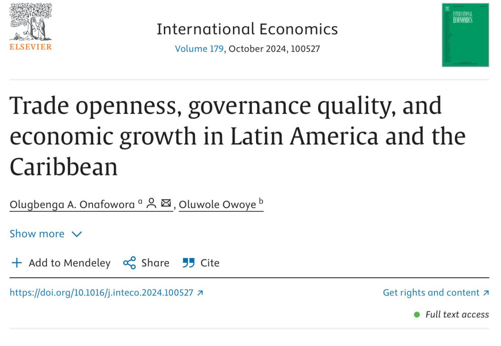 Apertura comercial, calidad de gobernanza y crecimiento económico en América Latina y el Caribe
