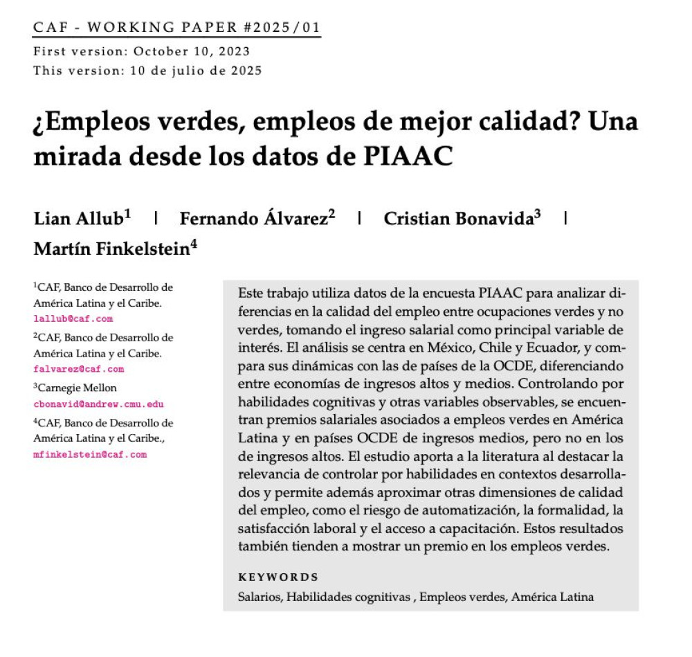 ¿Empleos verdes, empleos de mejor calidad? Una mirada desde los datos de PIAAC