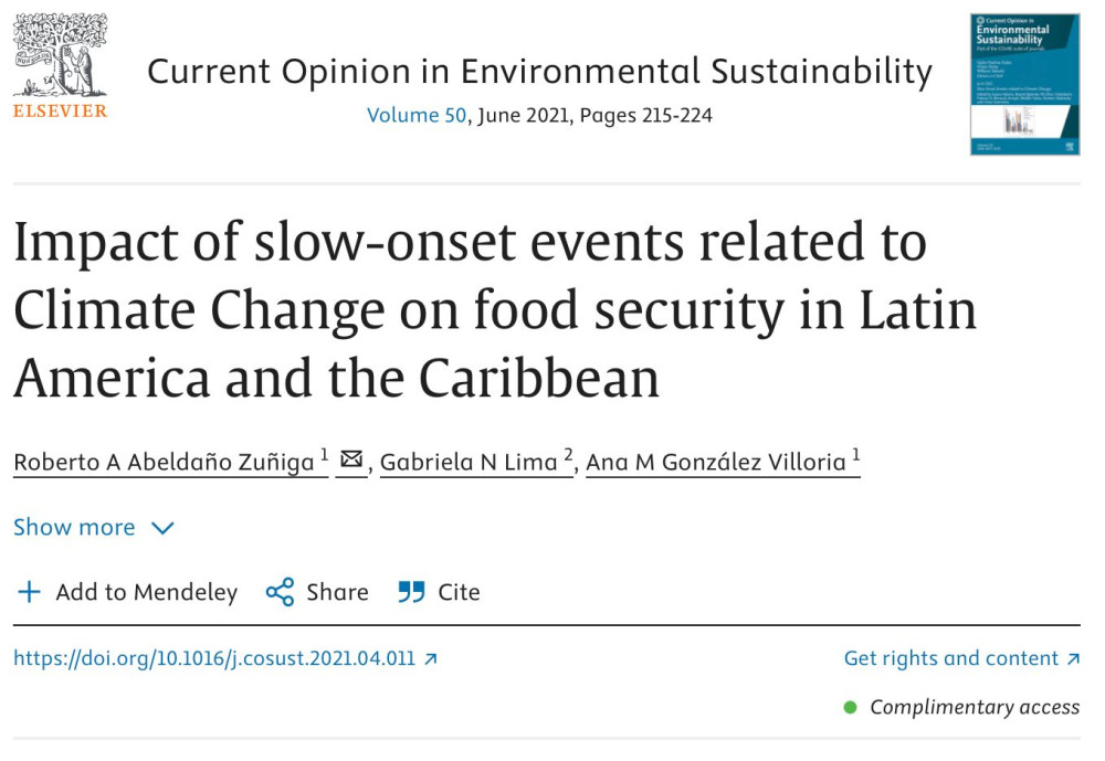 Impact of slow-onset events related to Climate Change on food security in Latin America and the Caribbean