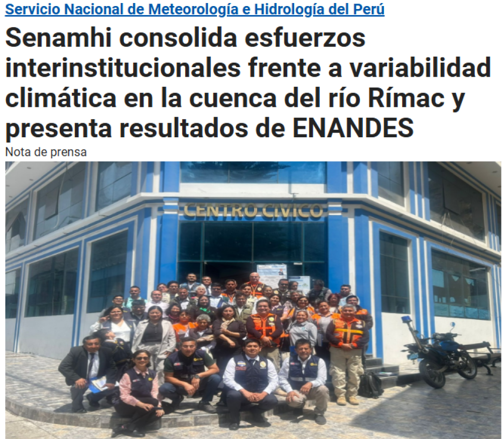SENAMHI refuerza cooperación interinstitucional frente a variabilidad climática en la cuenca del Rímac