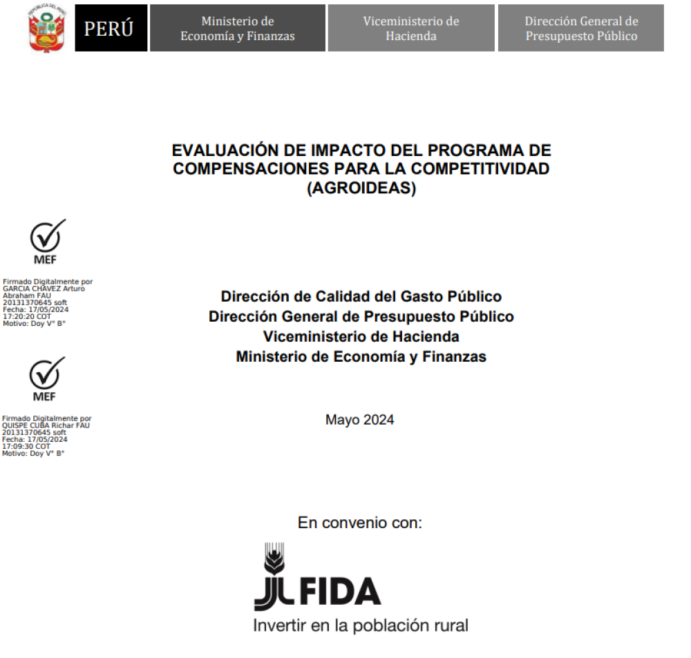 Evaluación de impacto del programa AGROIDEAS