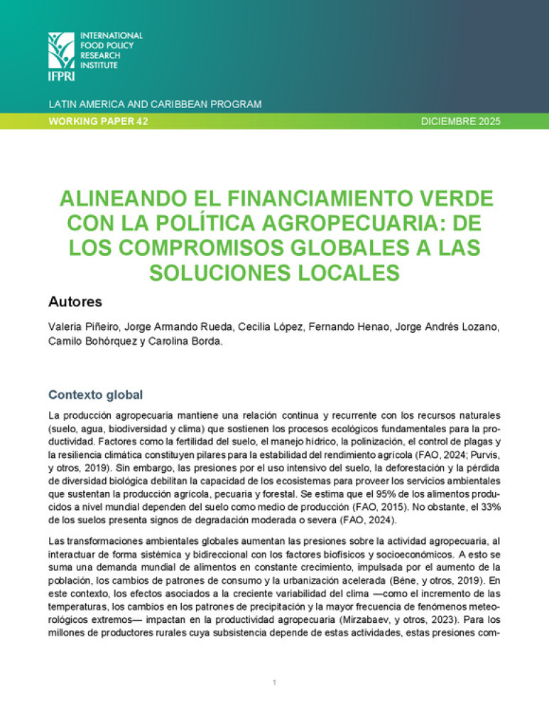 Alineando el financiamiento verde con la política agropecuaria: de los compromisos globales a las soluciones locales