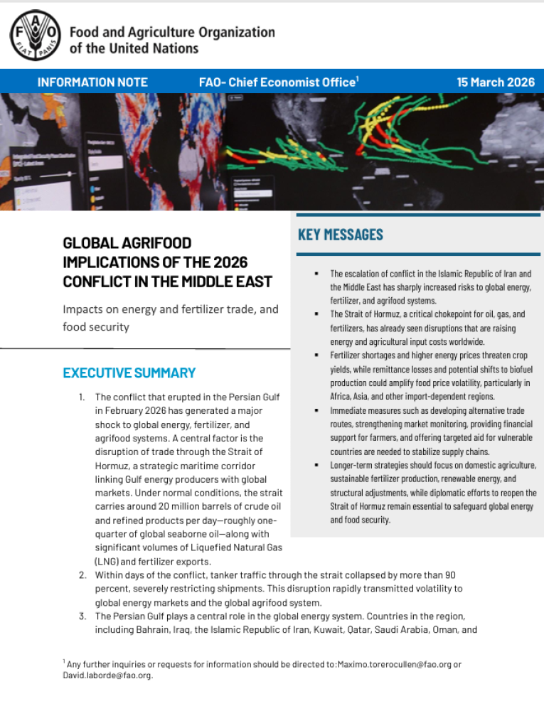 Global Agrifood Implications of the 2026 Conflict in the Middle East