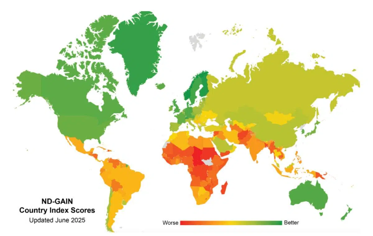 Índice de países ND-GAIN (resiliencia al cambio climático)