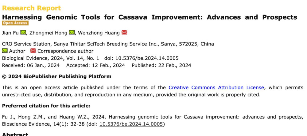 Harnessing Genomic Tools for Cassava Improvement: Advances and Prospects.