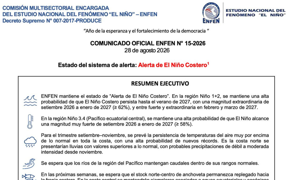 ENFEN Official Bulletin No. 15-2026