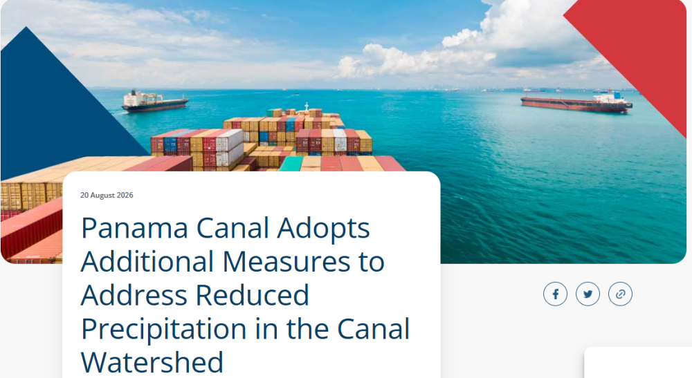 Panama Canal Adopts Additional Measures to Address Reduced Precipitation in the Canal Watershed